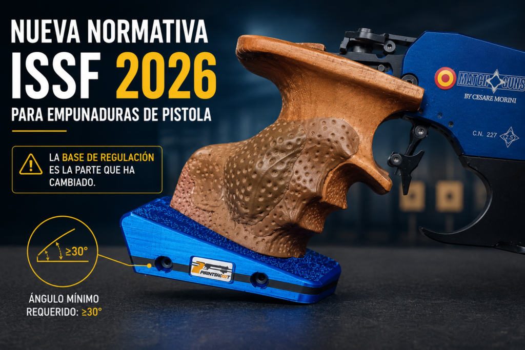 Nuevas normas ISSF 2026 para empuñaduras: ¿afectan a tu pistola?